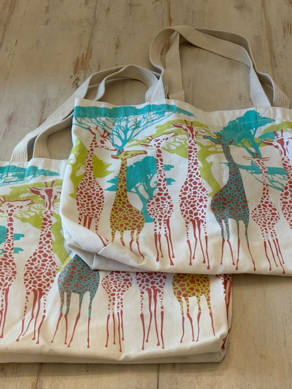 2 Cloth Totes Color Giraffe Design